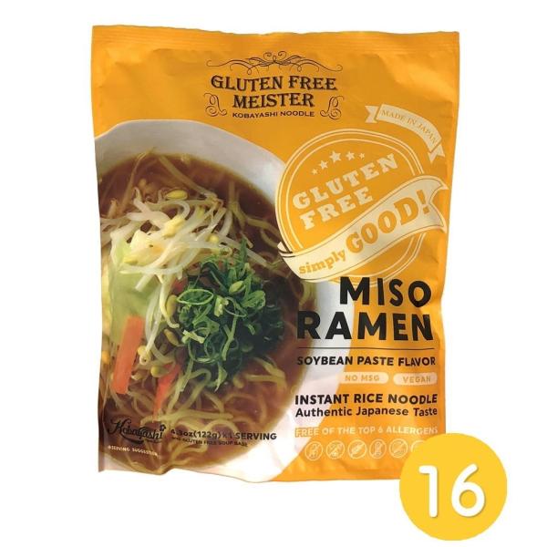 小林生麺 グルテンフリー みそラーメン 1ケース 16袋セット 熟成乾燥めん 小麦不使用 インスタン...