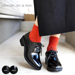 レースアップシューズ オックスフォード クロ エナメル フェイクレザー 軽量 歩きやすい