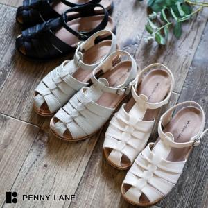 PennyLane ペニーレイン サンダル グルカサンダル レディース フラットソール バックベルト オープントゥ フットベット 柔らかい 旅行 春 夏 3e
