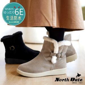 ショートブーツ レディース 歩きやすい 軽い 6Eワイド あったかブーツ ノースデイト ふわふわ裏ボア 外反母趾 サイドファスナー 防寒 ゆったり幅広