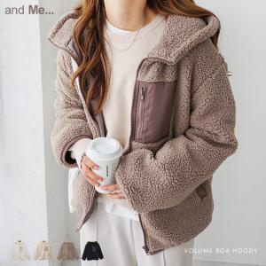 フード付き ボア ブルゾン レディース 裏地付き アウトドア フロントジップ サイドポケット M/Lサイズ 秋 冬 宅配便A