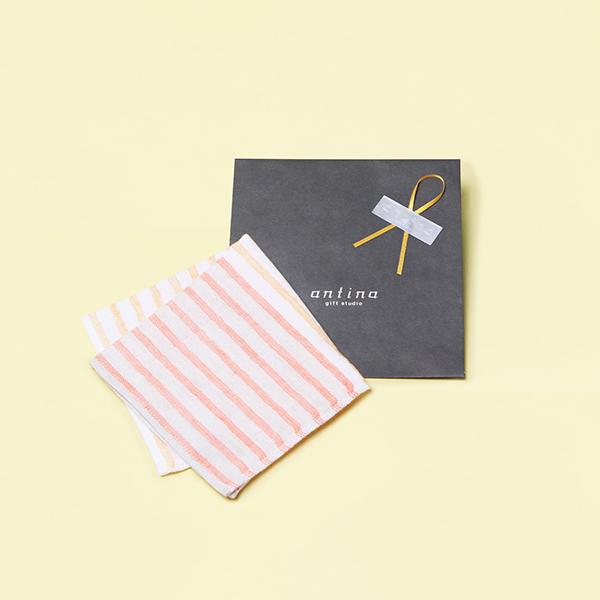 5trees / リネンボーダー 今治ミニタオル オレンジ