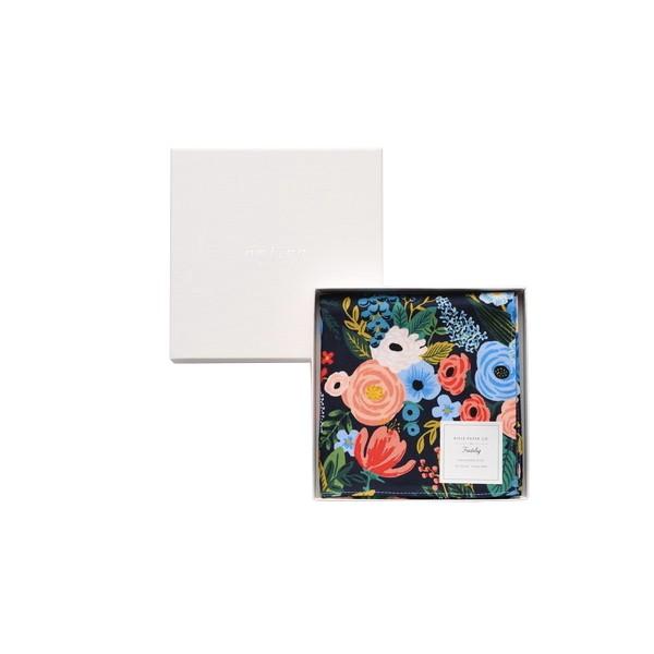 Rifle Paper / ガーデンパーティ・ネイビーブラック ハンカチクロス ＢＯＸ入