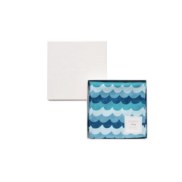 Rifle Paper / ウェーブ・ブルー ハンカチクロス ＢＯＸ入