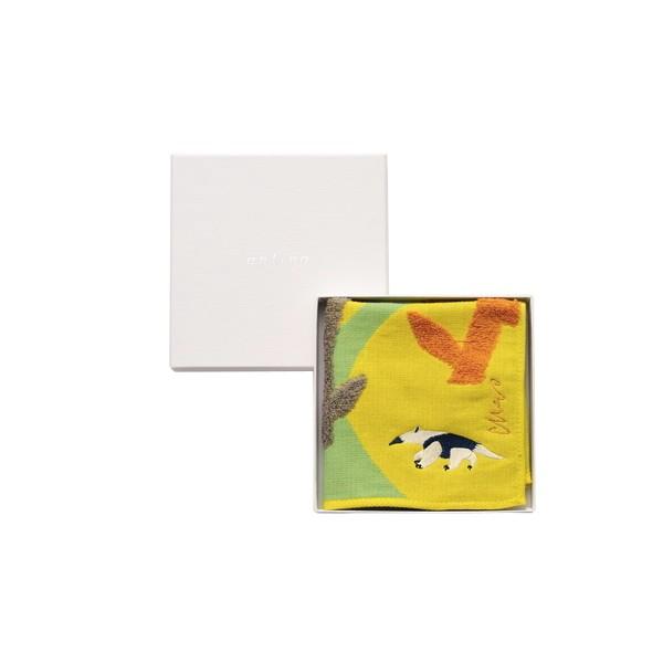 MiW / ガーゼパイルハンカチ　アリクイ／イエロー ハンカチクロス ＢＯＸ入