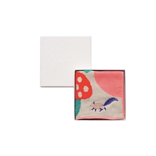 MiW / ガーゼパイルハンカチ　リス／レッド ハンカチクロス ＢＯＸ入