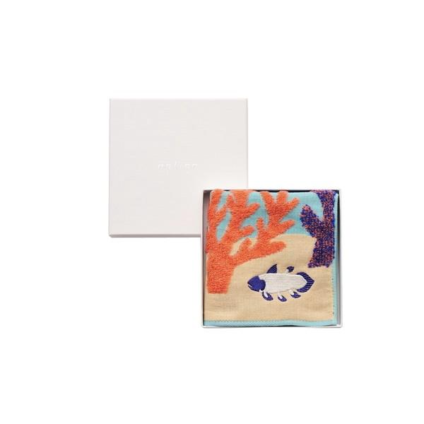 MiW / ガーゼパイルハンカチ　シーラカンス／ブルー ハンカチクロス ＢＯＸ入