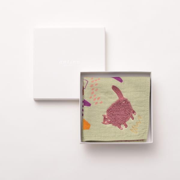 MiW / モコモコドウブツハンカチ(ネコ) BOX入