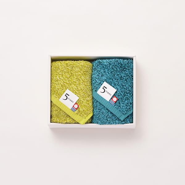 5trees / メランジュパイル ウォッシュタオルセット(ブルー・イエロー)