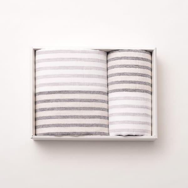 5trees / リネンボーダータオルセット(バス・フェイス) ブラック