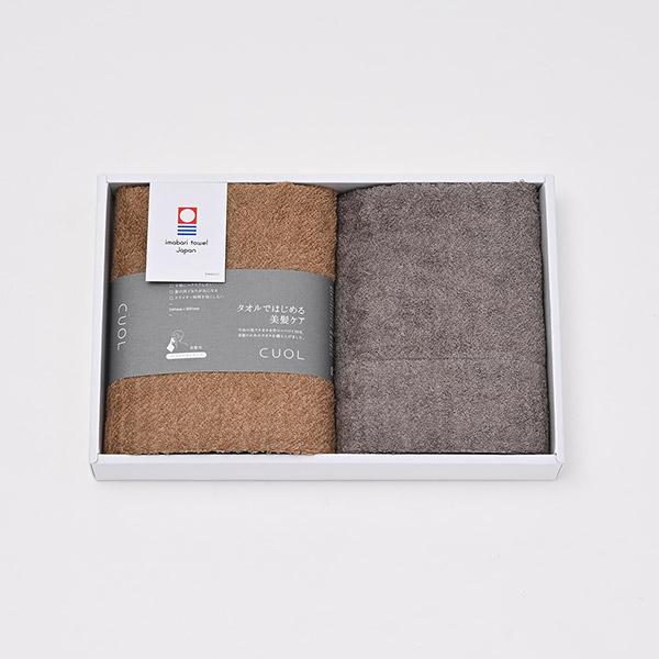 CUOL タオルではじめる美髪ケア / フェイスタオル　ブラウン×ダークモス