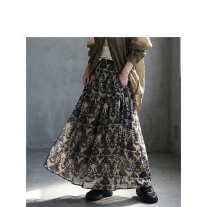 ティアードスカート レディース 総柄 ロング ...の詳細画像4