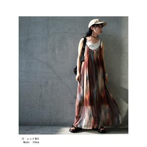 キャミワンピース レディース 水彩柄 シアー ...の詳細画像2