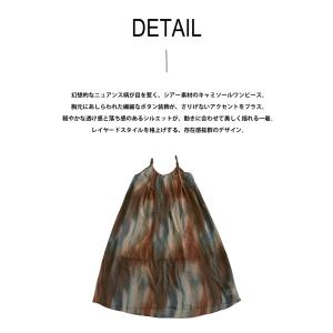 キャミワンピース レディース 水彩柄 シアー ...の詳細画像4