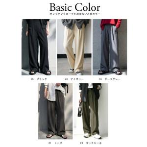 タックパンツ パンツ レディース ロング 無地...の詳細画像3