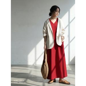 ワンピース レディース ロング丈 半袖 Vネッ...の詳細画像4