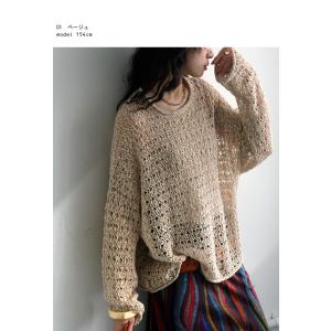 スラブメッシュニット ニット レディース トッ...の詳細画像4