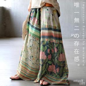 インド綿ワイドパンツ レディース 花柄 ドビー織 送料無料・再入荷 500ptメール便可