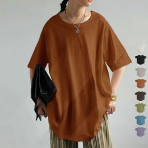 トップス Tシャツ レディース 半袖 綿 綿100 カットソー スラブT・再再販。100ptメール便可