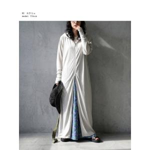 ロングパーカー レディース 長袖 ロング フル...の詳細画像2