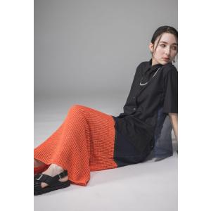 異素材切替 ロングスカート レディース ニット...の詳細画像4