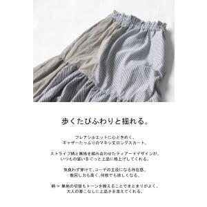 ストライプ スカート レディース ロング フレ...の詳細画像1