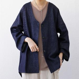 アウター ジャケット ノーカラー レディース ジージャン デニムジャケット 送料無料・再再販。メール便不可