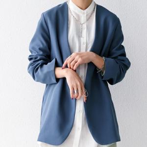 アウター ジャケット ノーカラー 長袖 レディース ノーカラージャケット