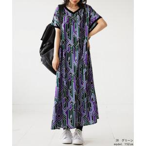 レトロ柄 ワンピース レディース ロング 半袖...の詳細画像5