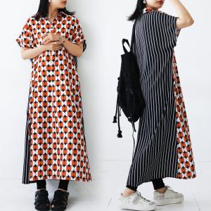 ワンピース レディース ロング 半袖 レトロ柄 ...の商品画像