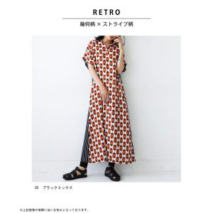 ワンピース レディース ロング 半袖 レトロ柄...の詳細画像2