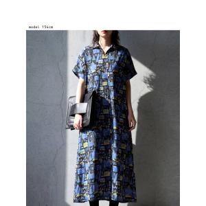 ワンピース レディース 半袖 ロング丈 街柄 ...の詳細画像3