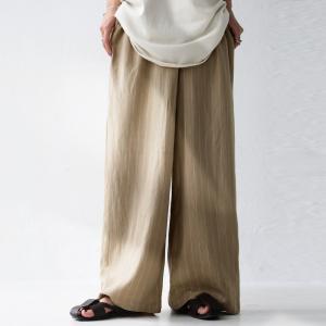 ボトムス パンツ レディース ゆったり ワイド ワイドパンツ クロスストライプパンツ・再再販。メール便不可