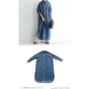 デニムシャツワンピ ワンピース ロング 長袖 ...の詳細画像4