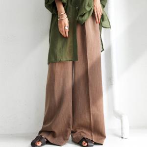 ストライプ ボトムス パンツ レディース ゆったり ワイド 送料無料・再販。メール便不可