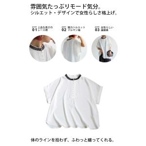 レース襟ドルマンシャツ レディース 半袖 トッ...の詳細画像4
