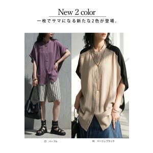 予約6月下旬納期 リネンライク シャツ レディ...の詳細画像2