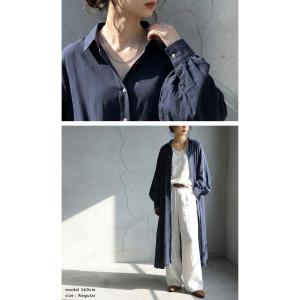 3D袖 シャツワンピース レディース ロング ...の詳細画像3