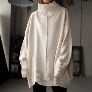 ニット レディース 長袖 トップス ハイネック セーター・再再販。不可