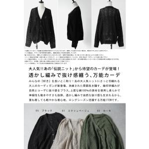透かし編み ニットカーディガン レディース V...の詳細画像1