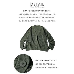 透かし編み ニットカーディガン レディース V...の詳細画像5