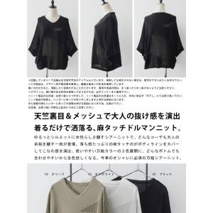 メッシュ ニット レディース ドルマン Vネッ...の詳細画像1