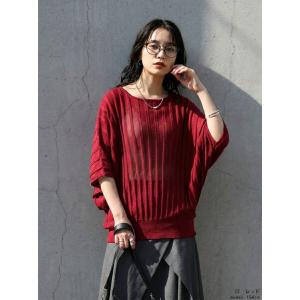 シアー ニット レディース 半袖 ドルマン ス...の詳細画像2