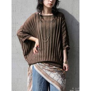 シアー ニット レディース 半袖 ドルマン ス...の詳細画像3