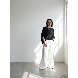 シアー ニット レディース 半袖 ドルマン ス...の詳細画像4