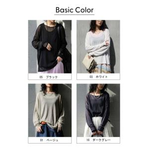 シアー ロンT レディース 長袖 ニット クル...の詳細画像2