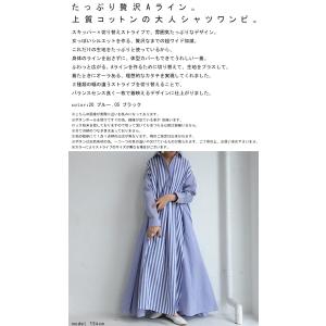 ストライプ柄 シャツワンピース ワンピース レ...の詳細画像1