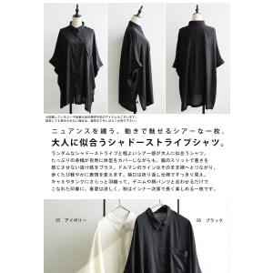 シャドーストライプ シアー シャツ レディース...の詳細画像1