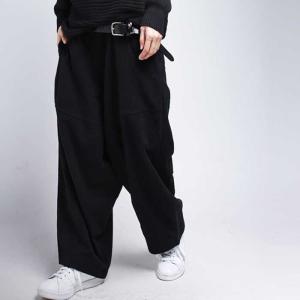 魅せる個性の変形モノ。切り換えデザインサルエルパンツ・再再販。ワイド 綿 メール便不可