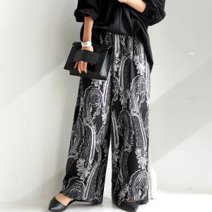 ペイズリー柄パンツ パンツ レディース ボトムス ロング 柄・再販。100ptメール便可